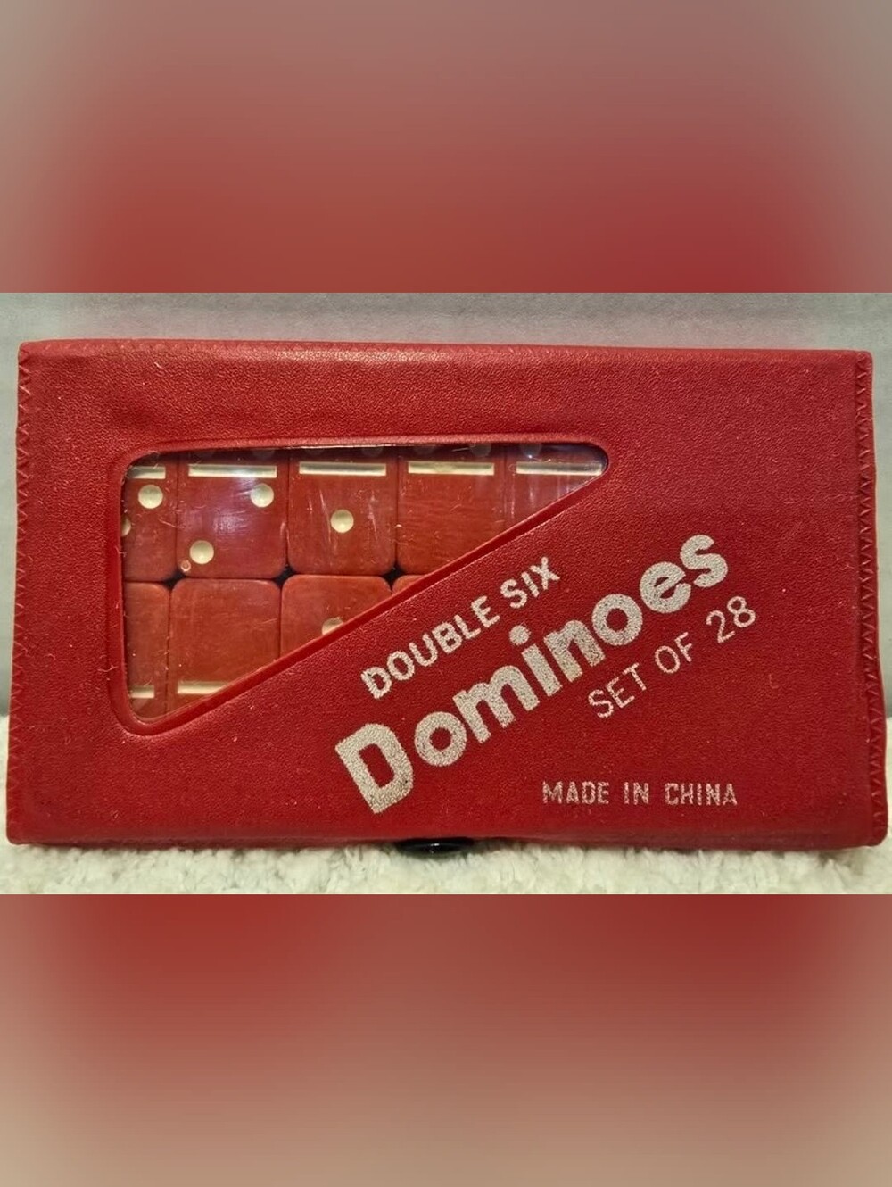 Vintage Double Six Standard Dominoes Set Of 28 In Original Case RED 3x5" NEW